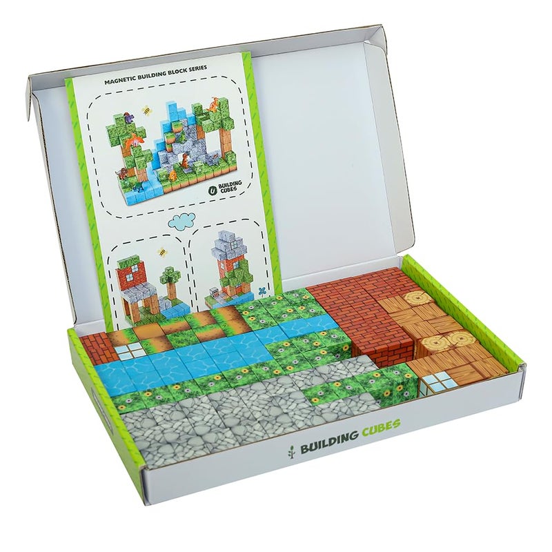 Knick Knack Magnetic World Building Blocks Set | Mini Themed Magnetic Cubes for Kids Ages 3 and Up (99 Pieces) - Image 4